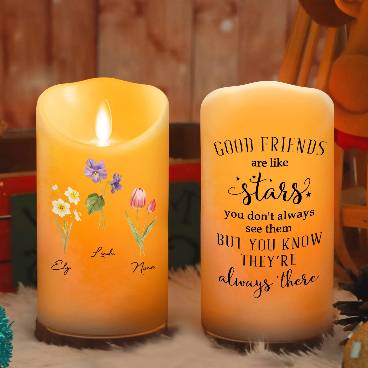 Friends Like Stars - Personalized Custom LED Candle - Image 11