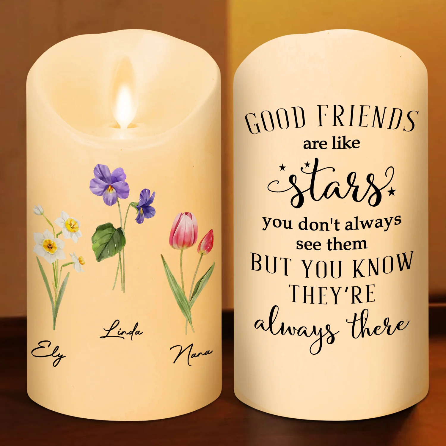 Friends Like Stars - Personalized Custom LED Candle - Image 2