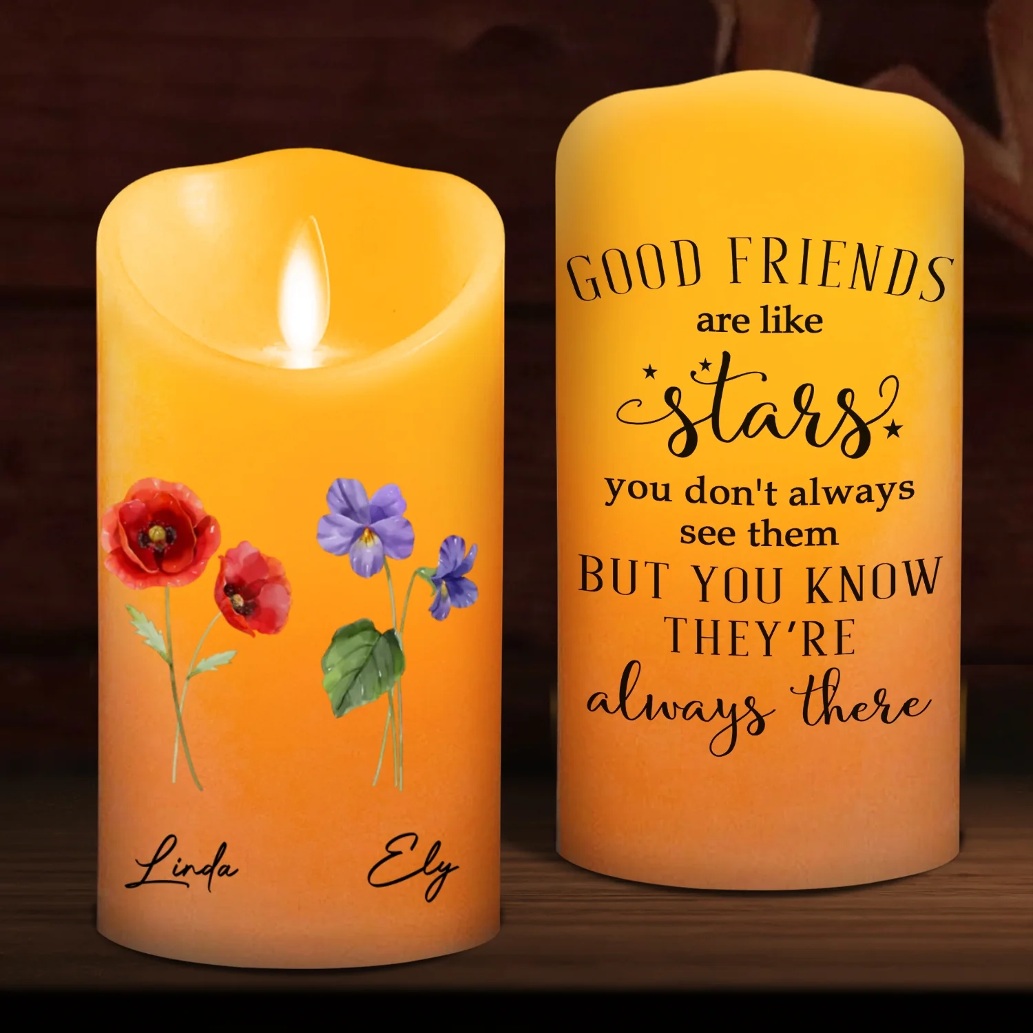 Friends Like Stars - Personalized Custom LED Candle - Image 6