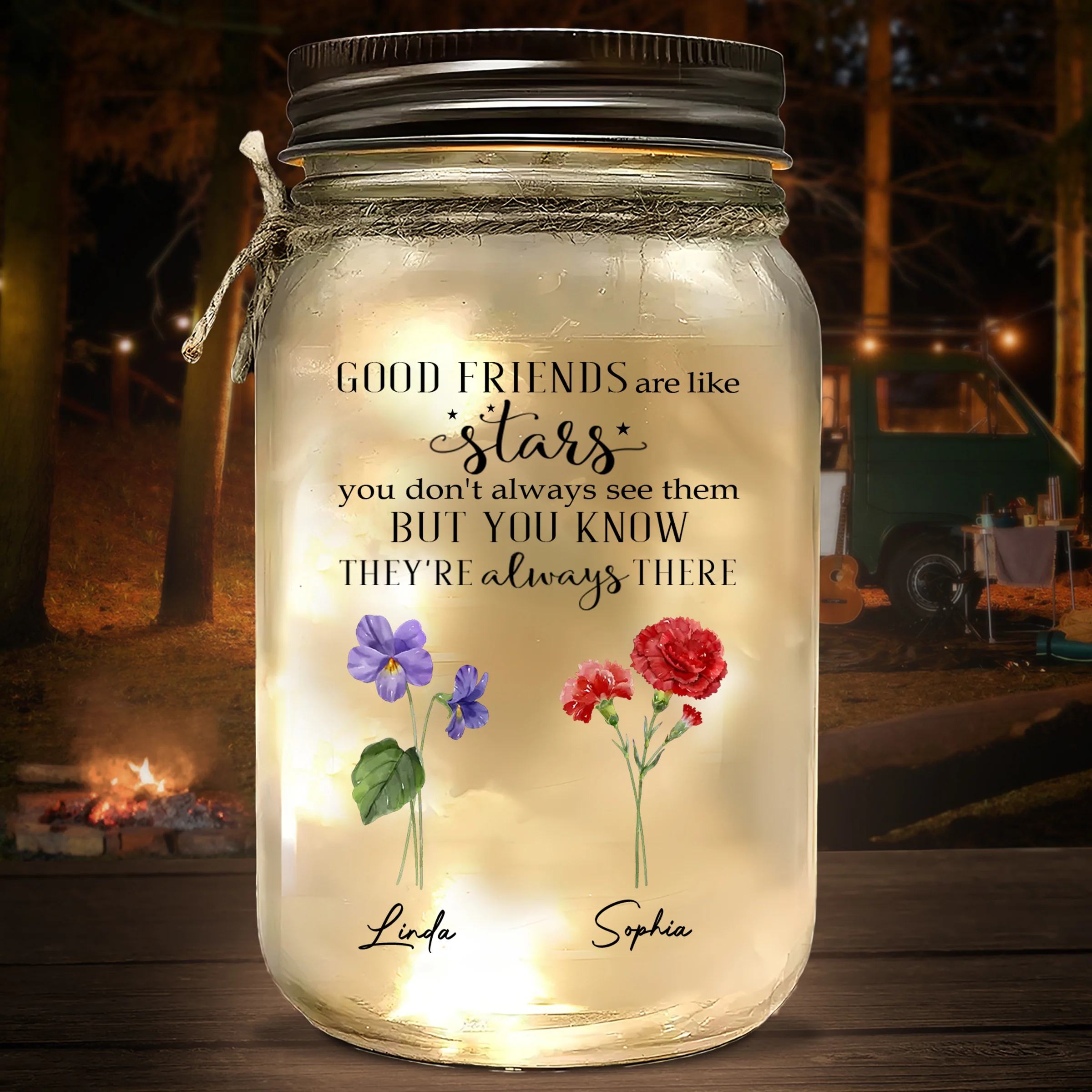 Friends Like Stars - Personalized Custom Mason Jar Light