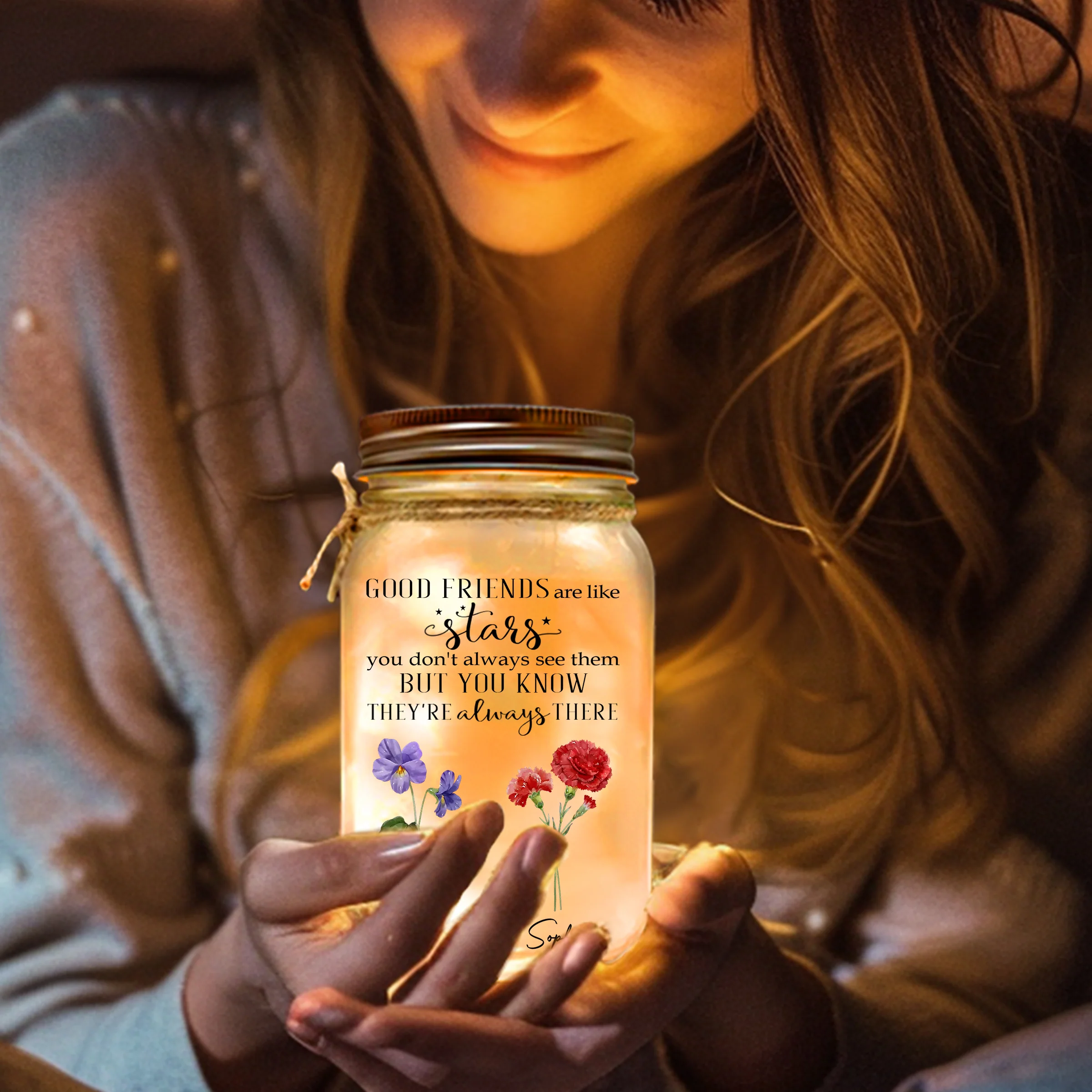 Friends Like Stars - Personalized Custom Mason Jar Light - Image 4