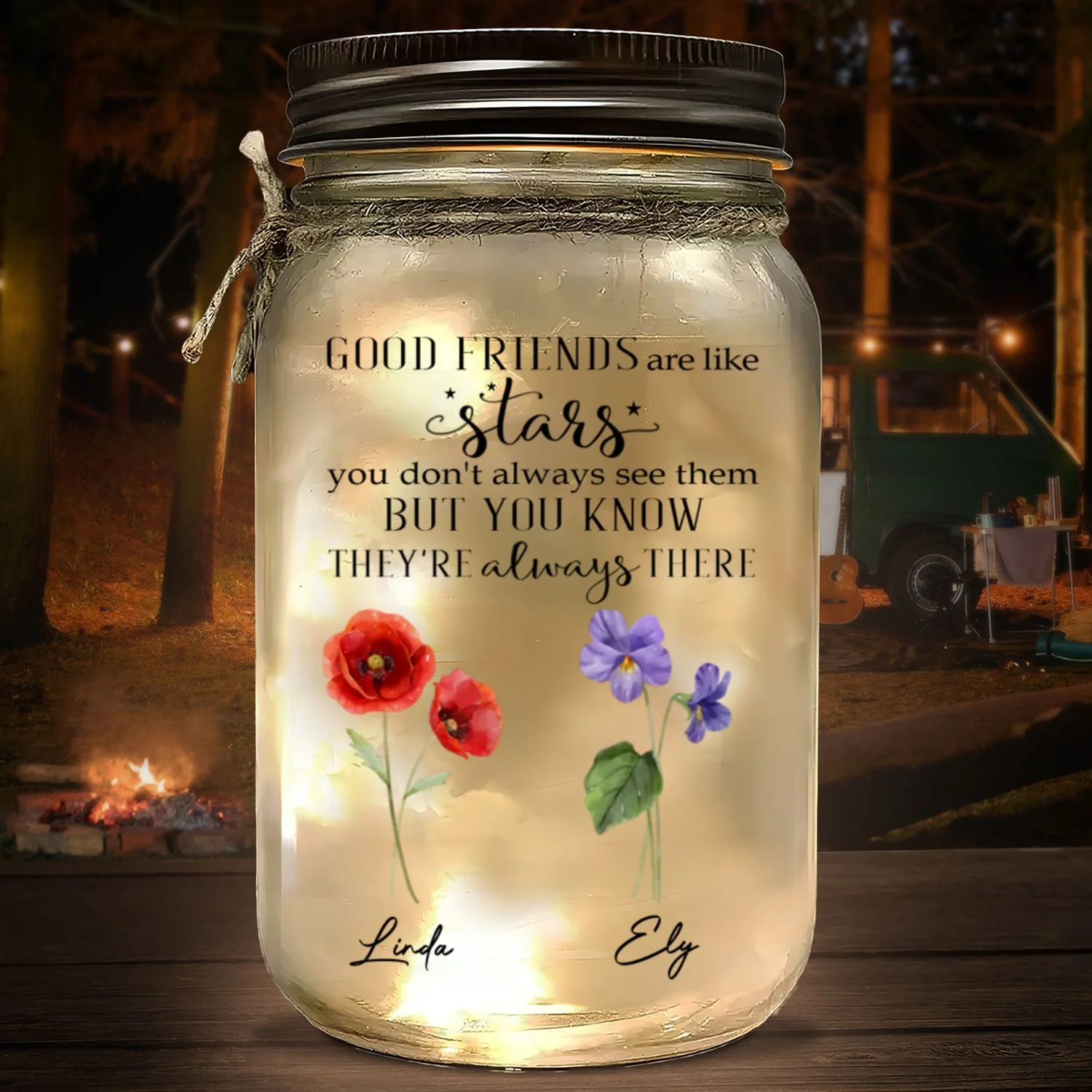 Friends Like Stars - Personalized Custom Mason Jar Light - Image 6