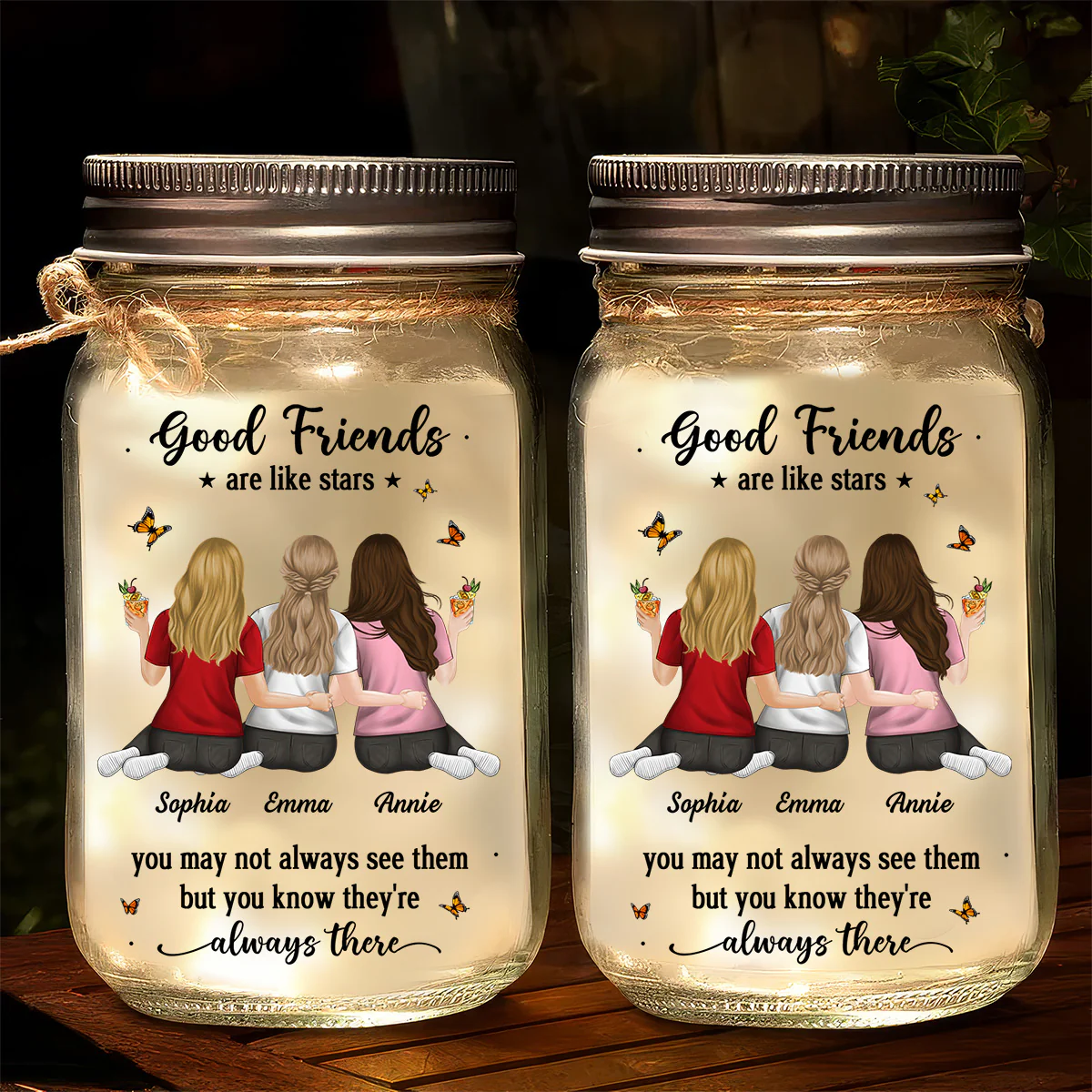Friends Like Stars - Personalized Custom Mason Jar Light - Image 2