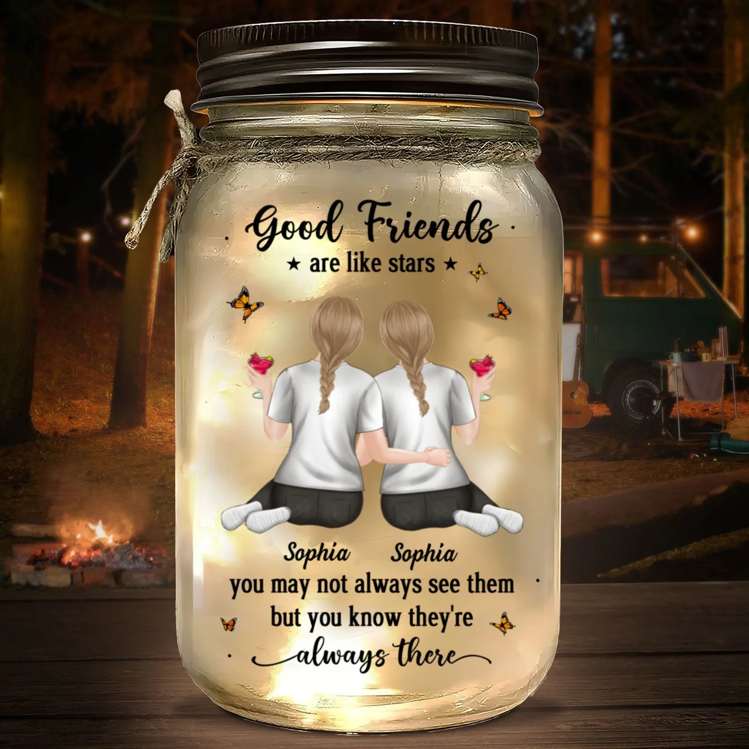 Friends Like Stars - Personalized Custom Mason Jar Light - Image 6