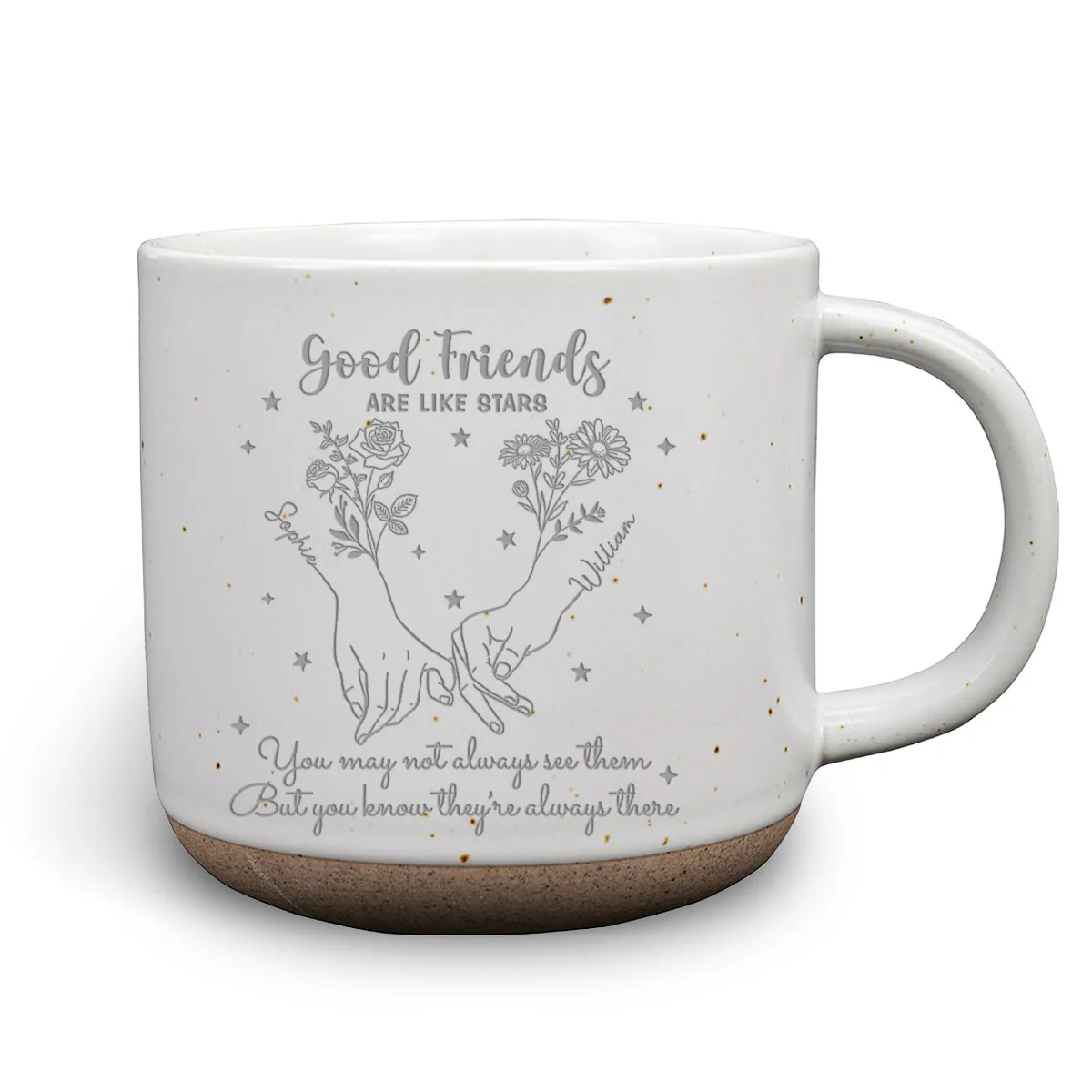 Friends Like Stars - Personalized Custom Engraved Pottery Mug