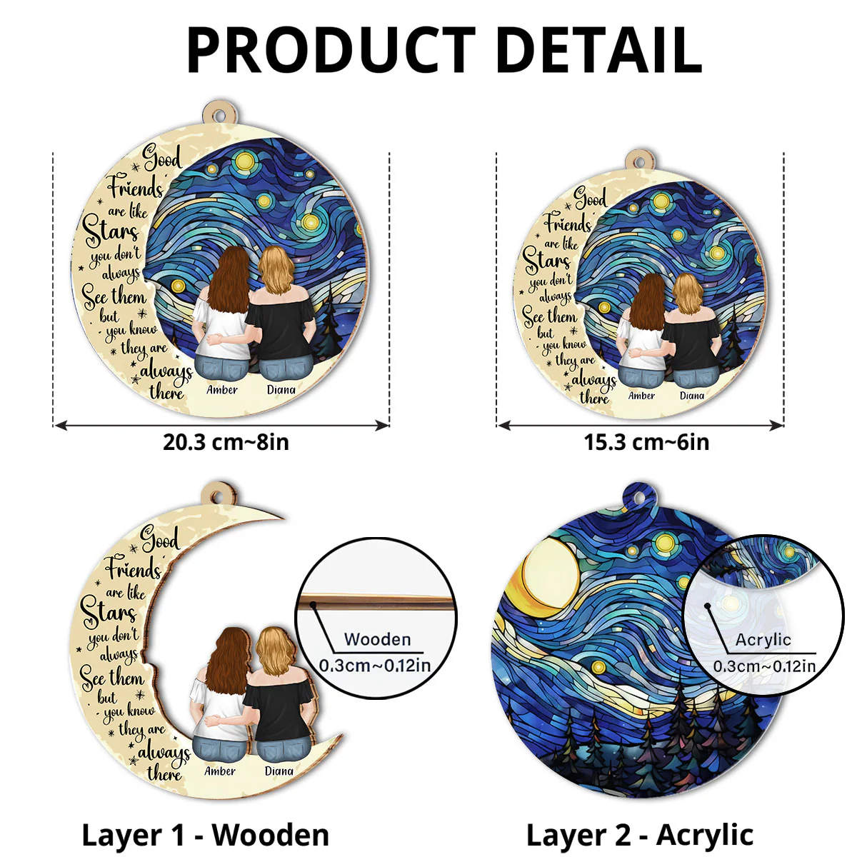 Friends Like Stars - Personalized Custom Suncatcher - Image 4