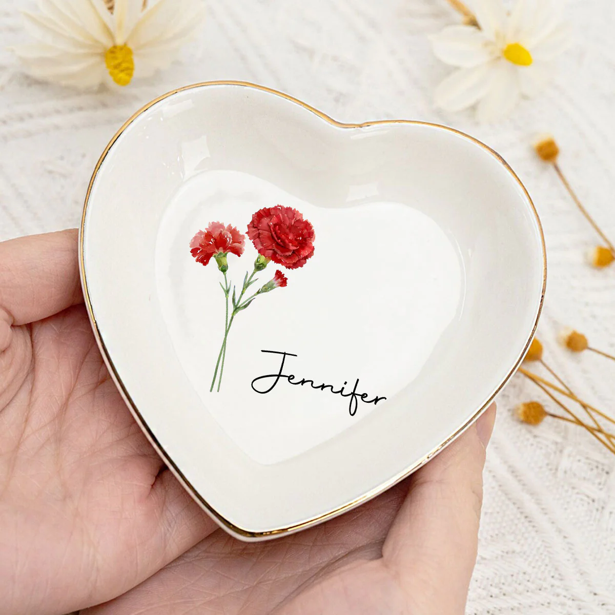 Friends Make Life Blossom With Joy - Personalized Custom Jewelry Dish - Image 2