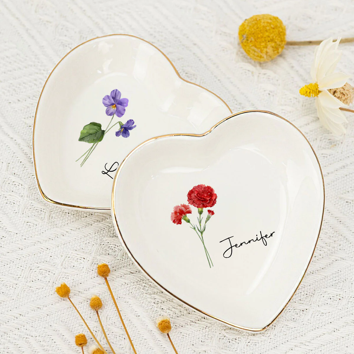 Friends Make Life Blossom With Joy - Personalized Custom Jewelry Dish - Image 3