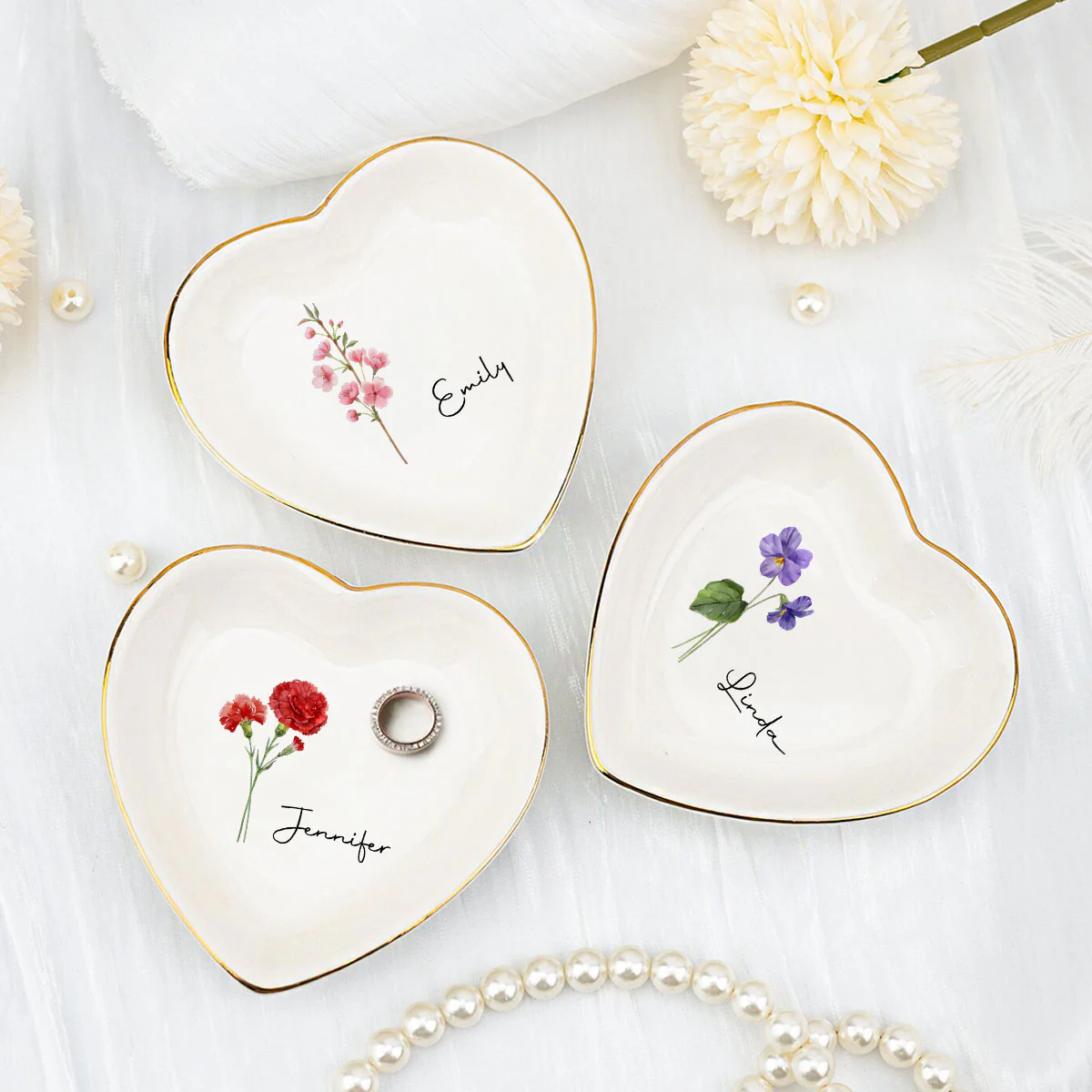 Friends Make Life Blossom With Joy - Personalized Custom Jewelry Dish - Image 4