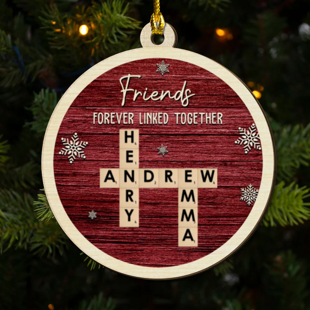 Friends Name Scrabble - Personalized Custom 2-layered Wood Ornament - Image 2