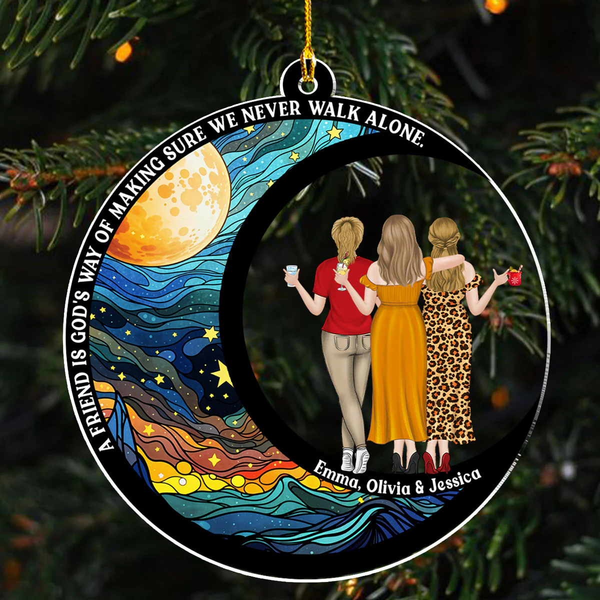 Friends Never Walk Alone - Personalized Custom Acrylic Ornament - Image 2