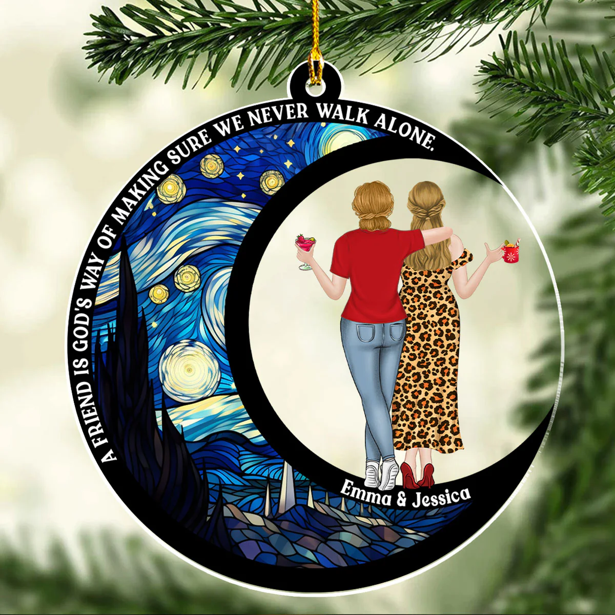 Friends Never Walk Alone - Personalized Custom Acrylic Ornament - Image 3