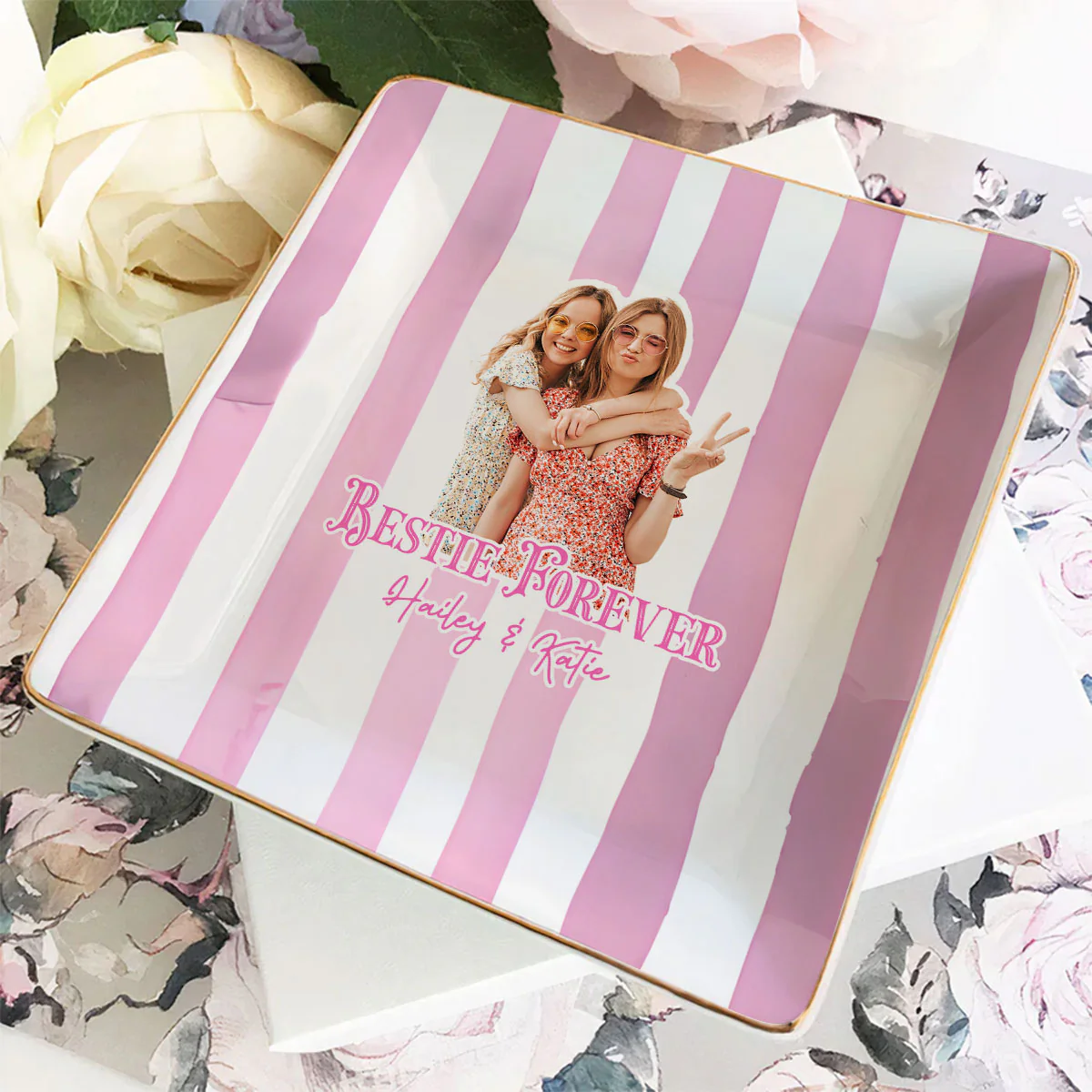 Friends Now And Always - Personalized Custom Jewelry Dish - Image 3