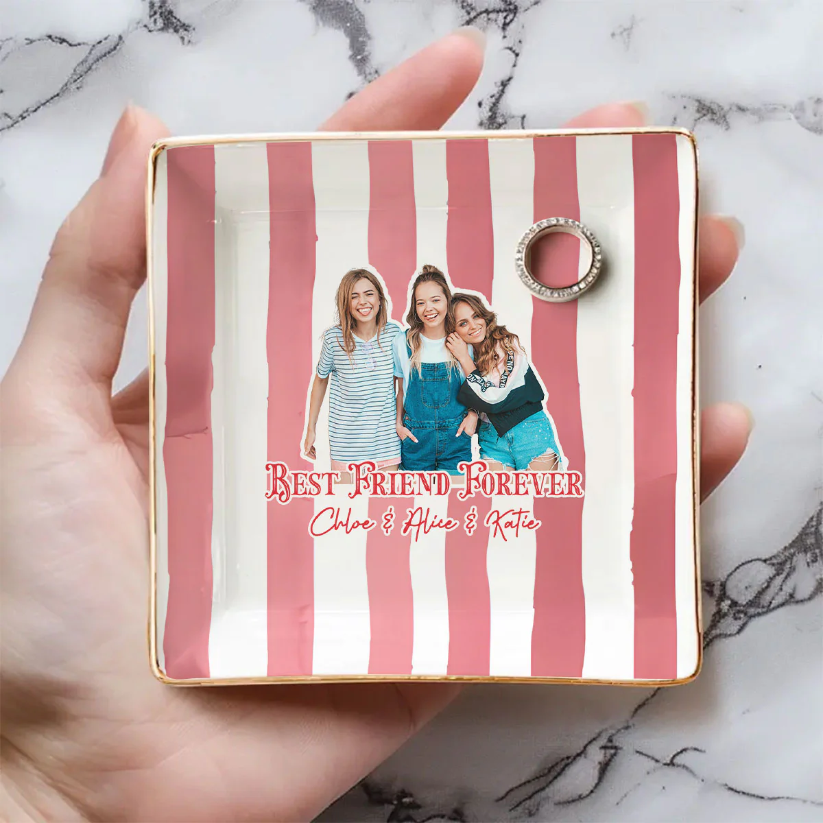 Friends Now And Always - Personalized Custom Jewelry Dish - Image 4