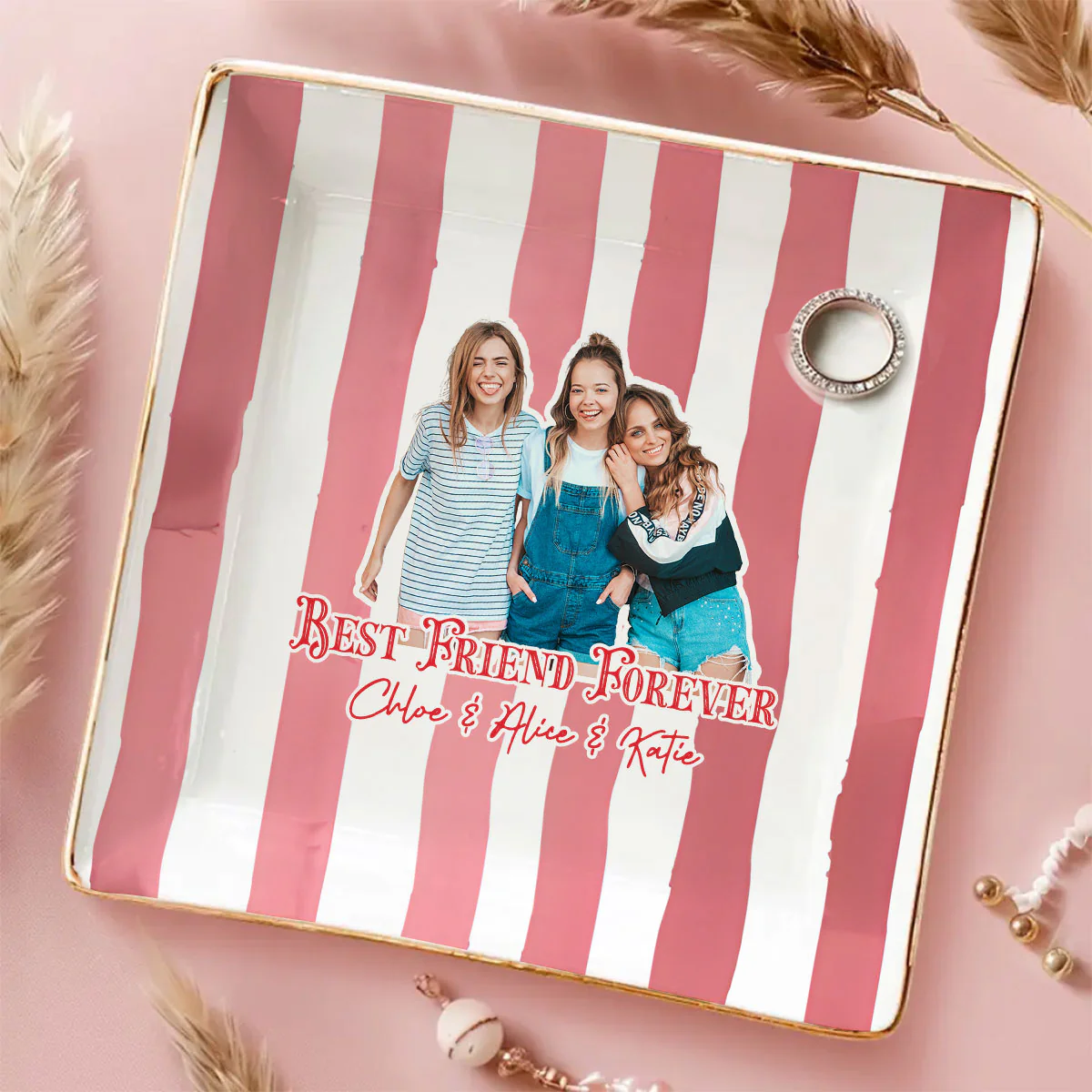 Friends Now And Always - Personalized Custom Jewelry Dish - Image 5