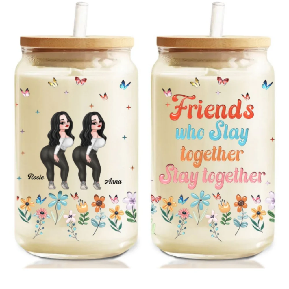Friends Slay Together - Personalized Custom Glass Can - Image 8
