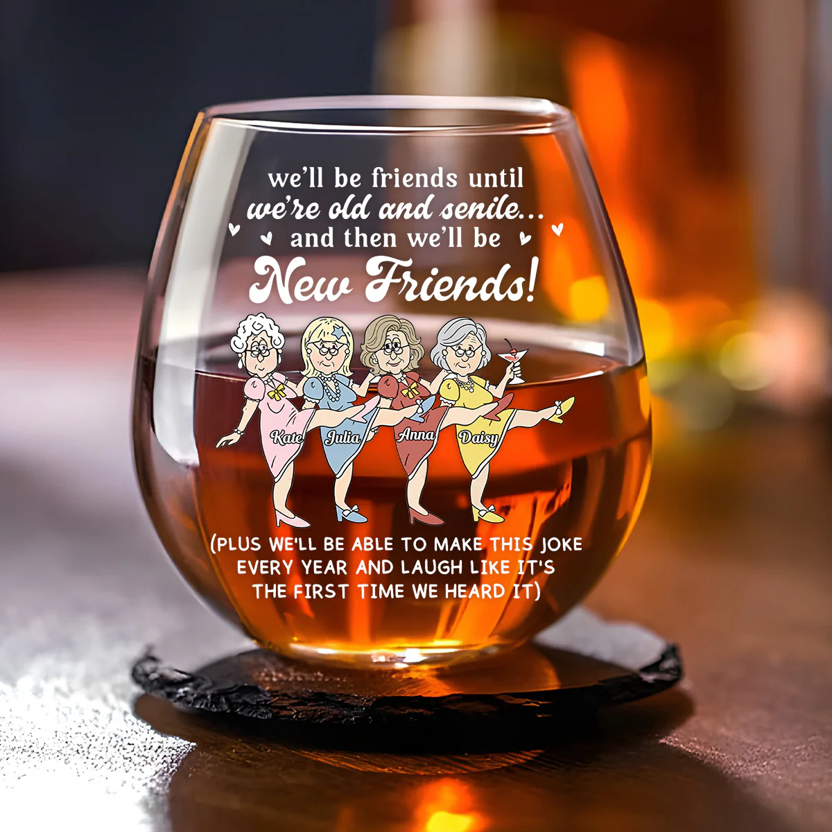 Friends Through Time - Personalized Custom Wine Glass
