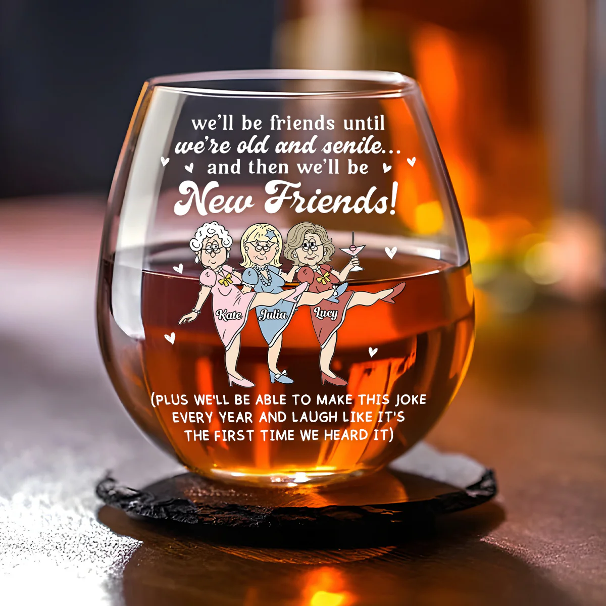 Friends Through Time - Personalized Custom Wine Glass - Image 3