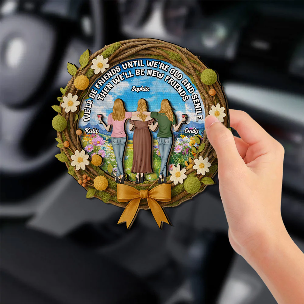 Friends Until We Old And Senile - Personalized Custom Car Visor Clip - Image 3
