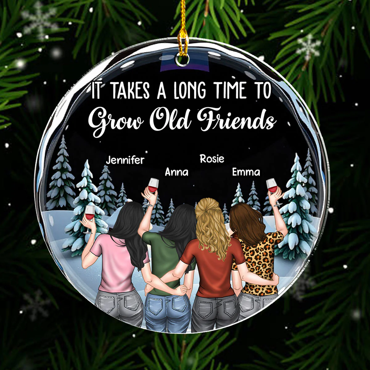 Friends We Never Walk Alone - Personalized Custom Acrylic Ornament - Image 2