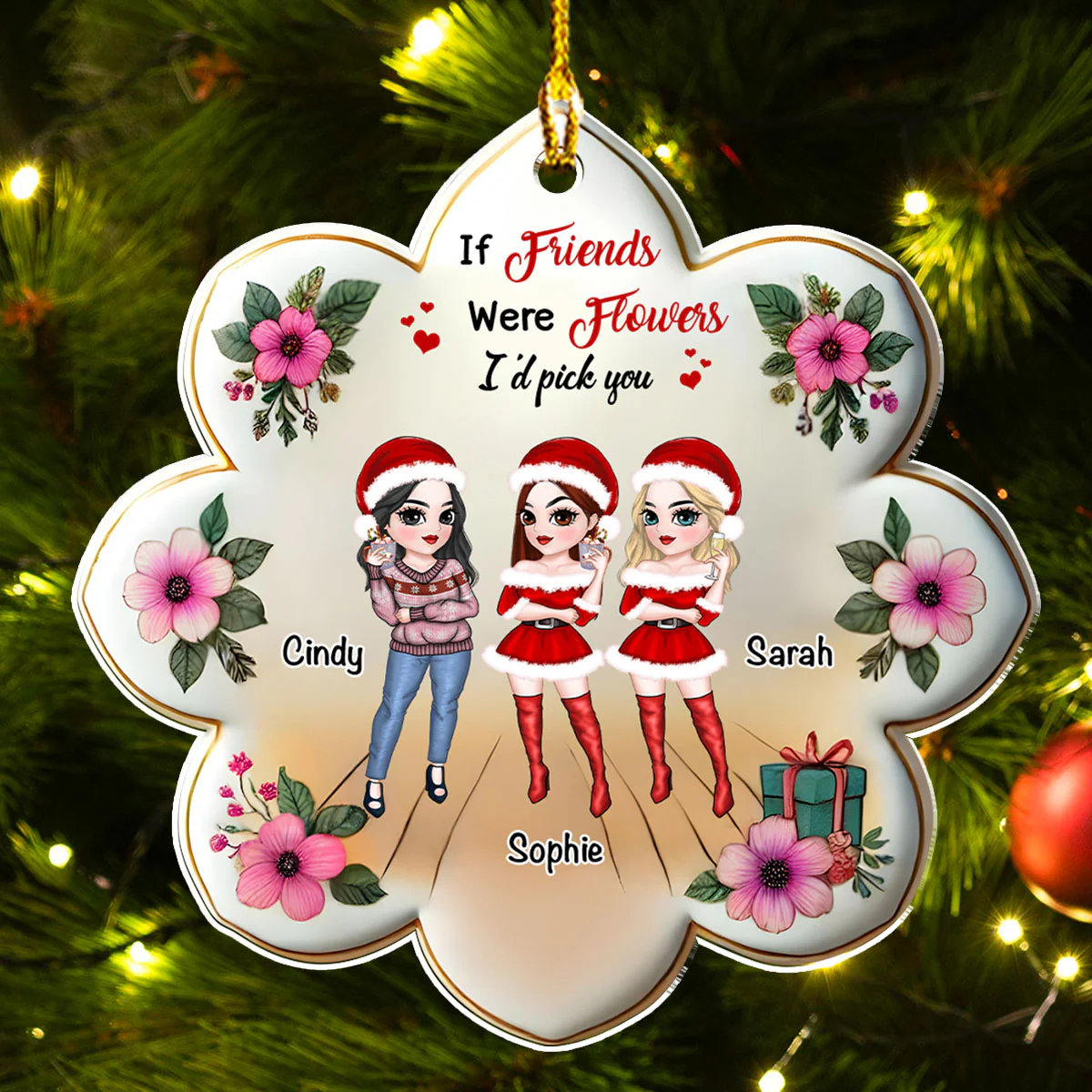 Friends Were Flowers - Personalized Custom Acrylic Ornament - Image 2