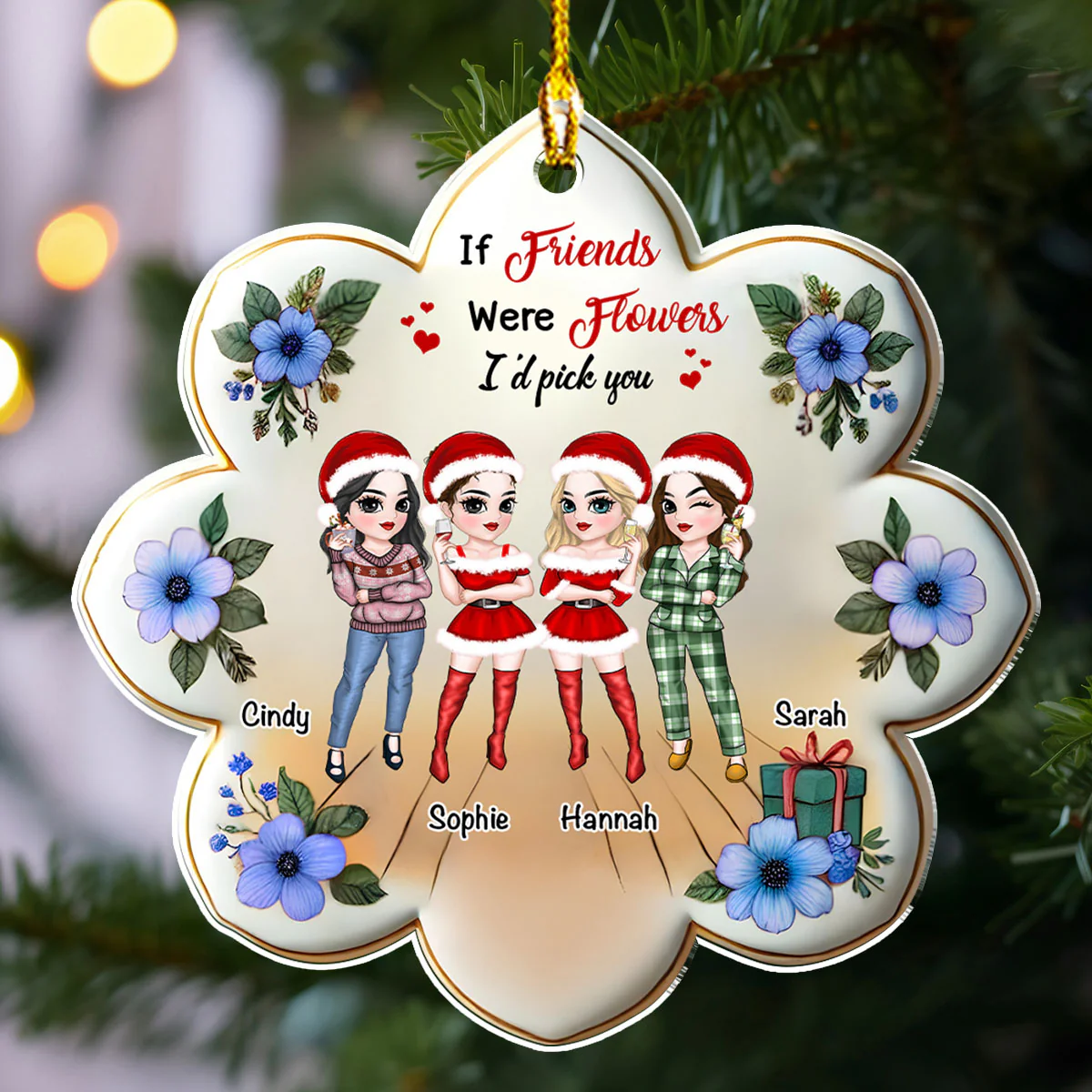 Friends Were Flowers - Personalized Custom Acrylic Ornament - Image 3