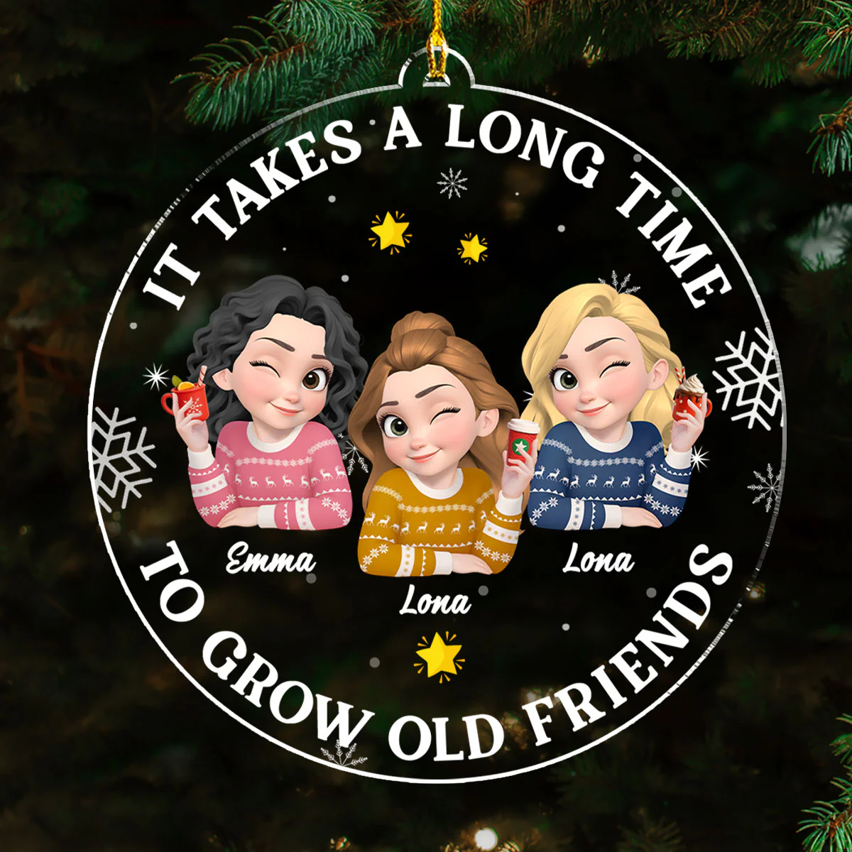Friends Who Grow Together - Personalized Custom Acrylic Ornament - Image 3