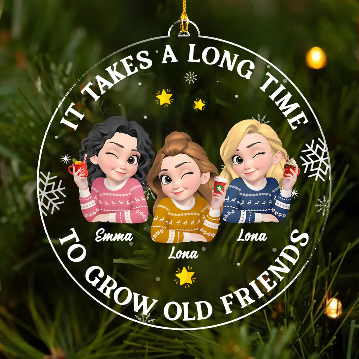 Friends Who Grow Together - Personalized Custom Acrylic Ornament - Image 4