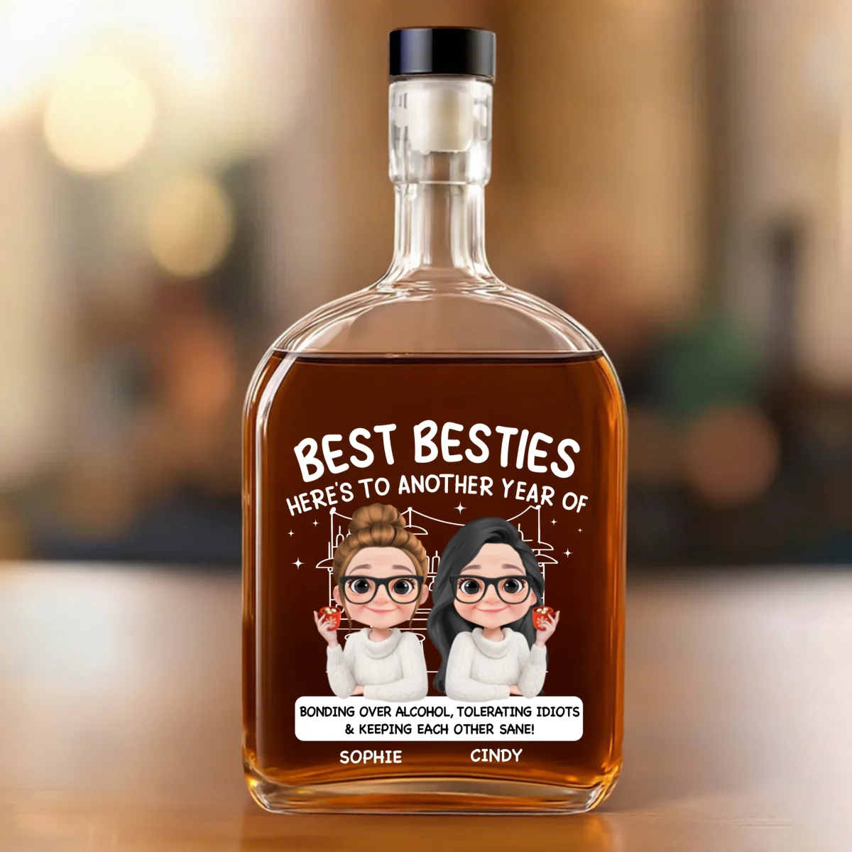 Friendship Fueled By Sass And Wine - Personalized Custom Spirits Decanter - Image 7