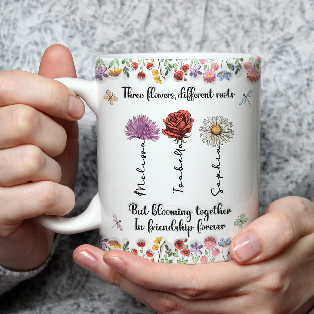 Friendship Grows Like Wildflowers Do - Personalized Custom 3D Inflated Effect Mug - Image 2