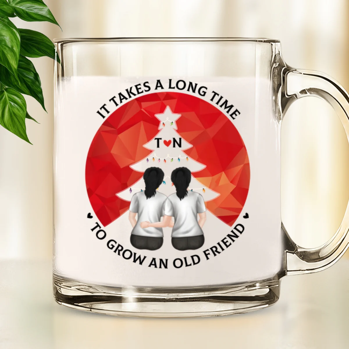 Friendship Grows Over Time - Personalized Custom Glass Mug - Image 6