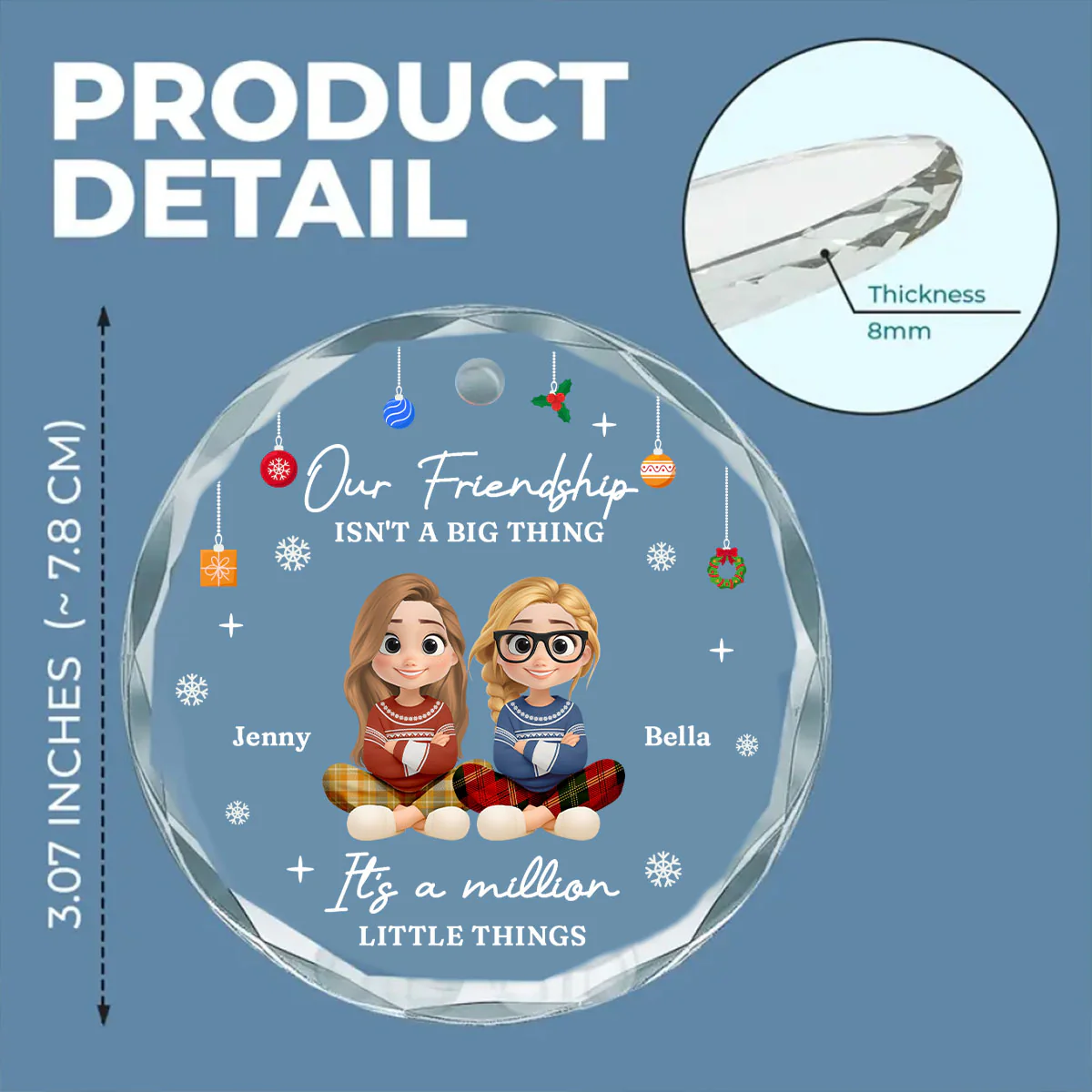 Friendship Grows Through Little Moments - Personalized Custom Glass Ornament - Image 3