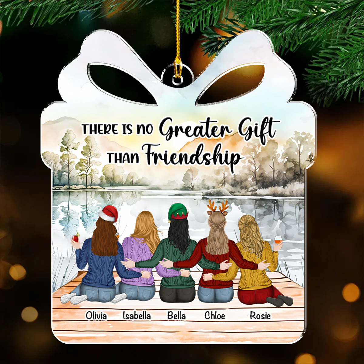 Friendship Is A Gift - Personalized Custom Acrylic Ornament - Image 4