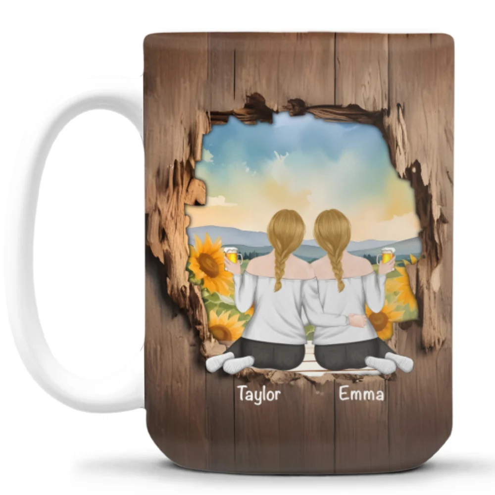 Friendship Is A Journey That Lasts A Lifetime - Personalized Custom Coffee Mug - Image 11