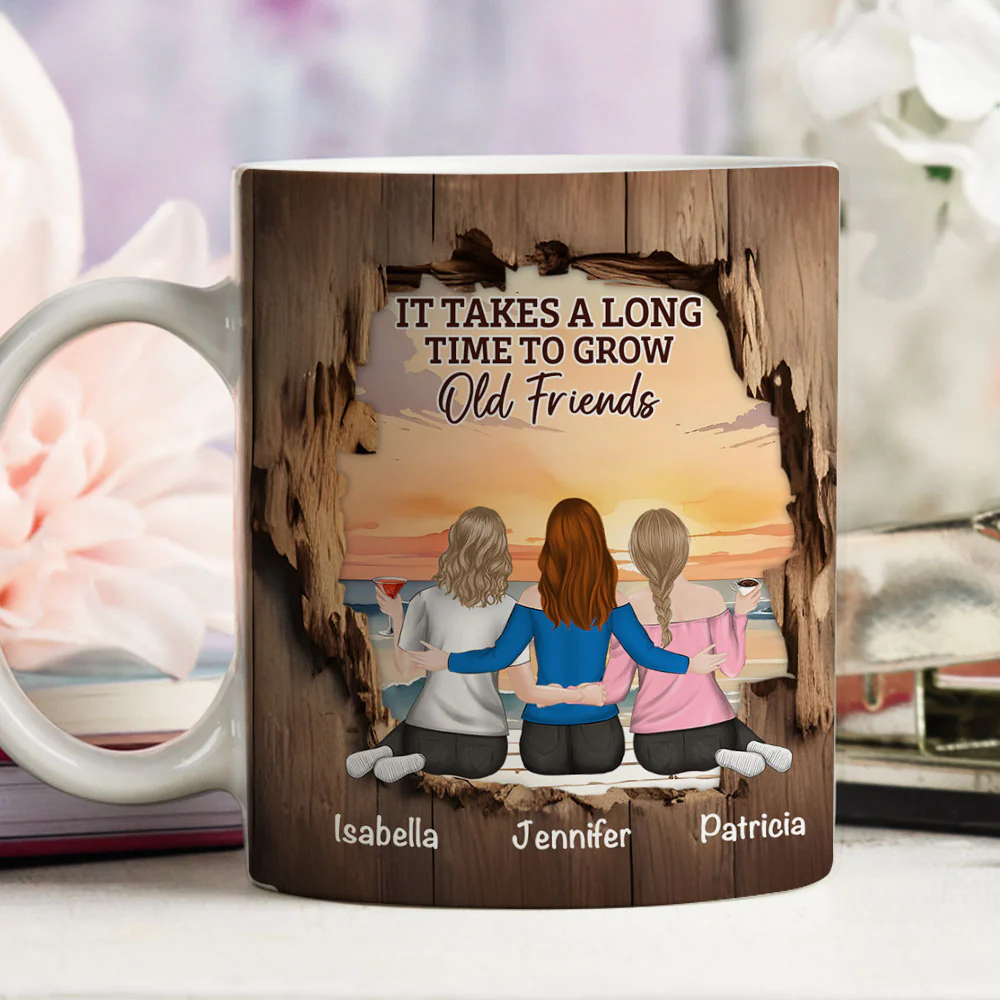 Friendship Is A Journey That Lasts A Lifetime - Personalized Custom Coffee Mug - Image 5