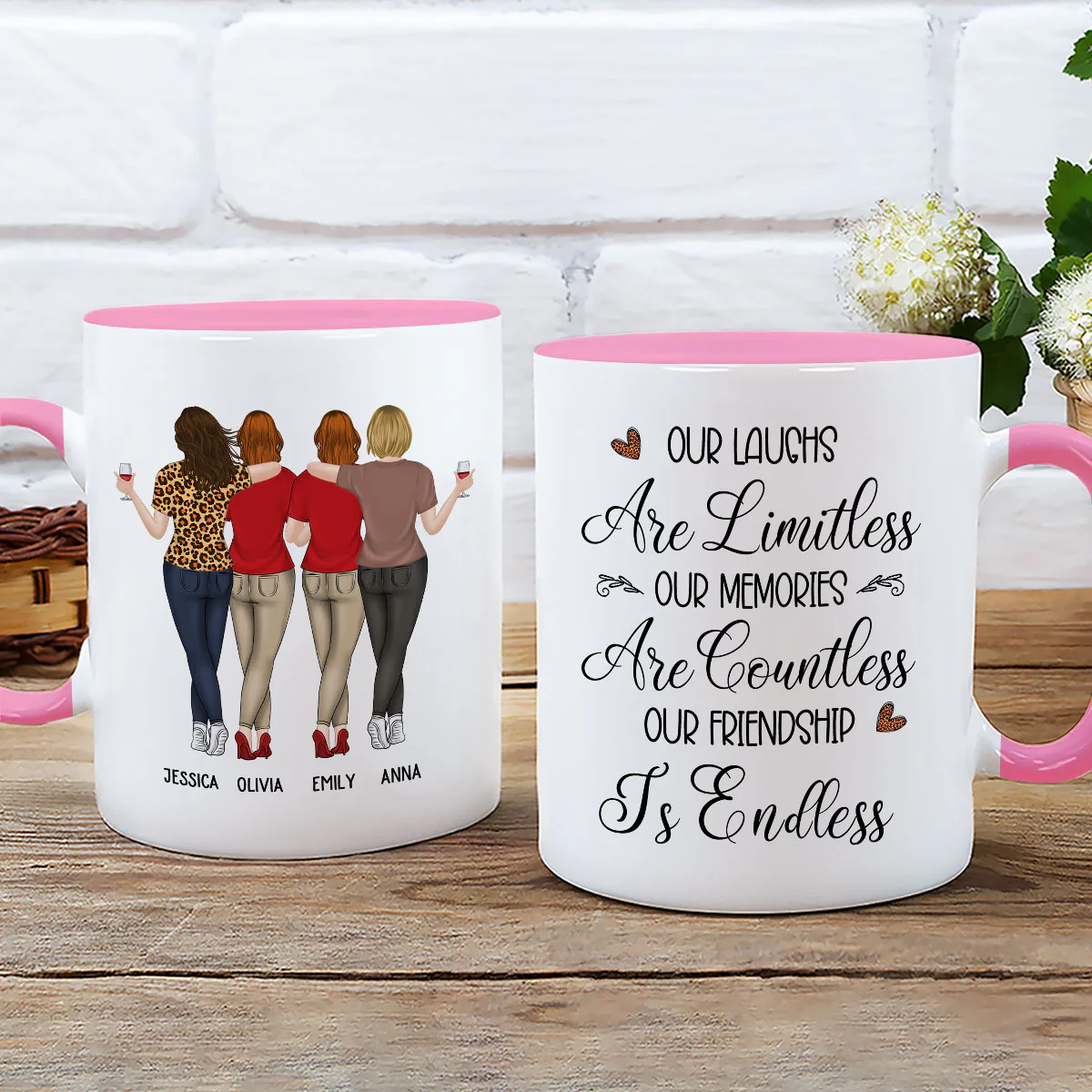 Friendship Is Endless - Personalized Custom Accent Mug - Image 3