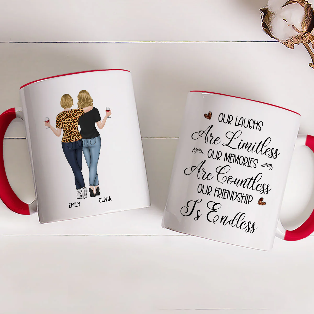 Friendship Is Endless - Personalized Custom Accent Mug - Image 4