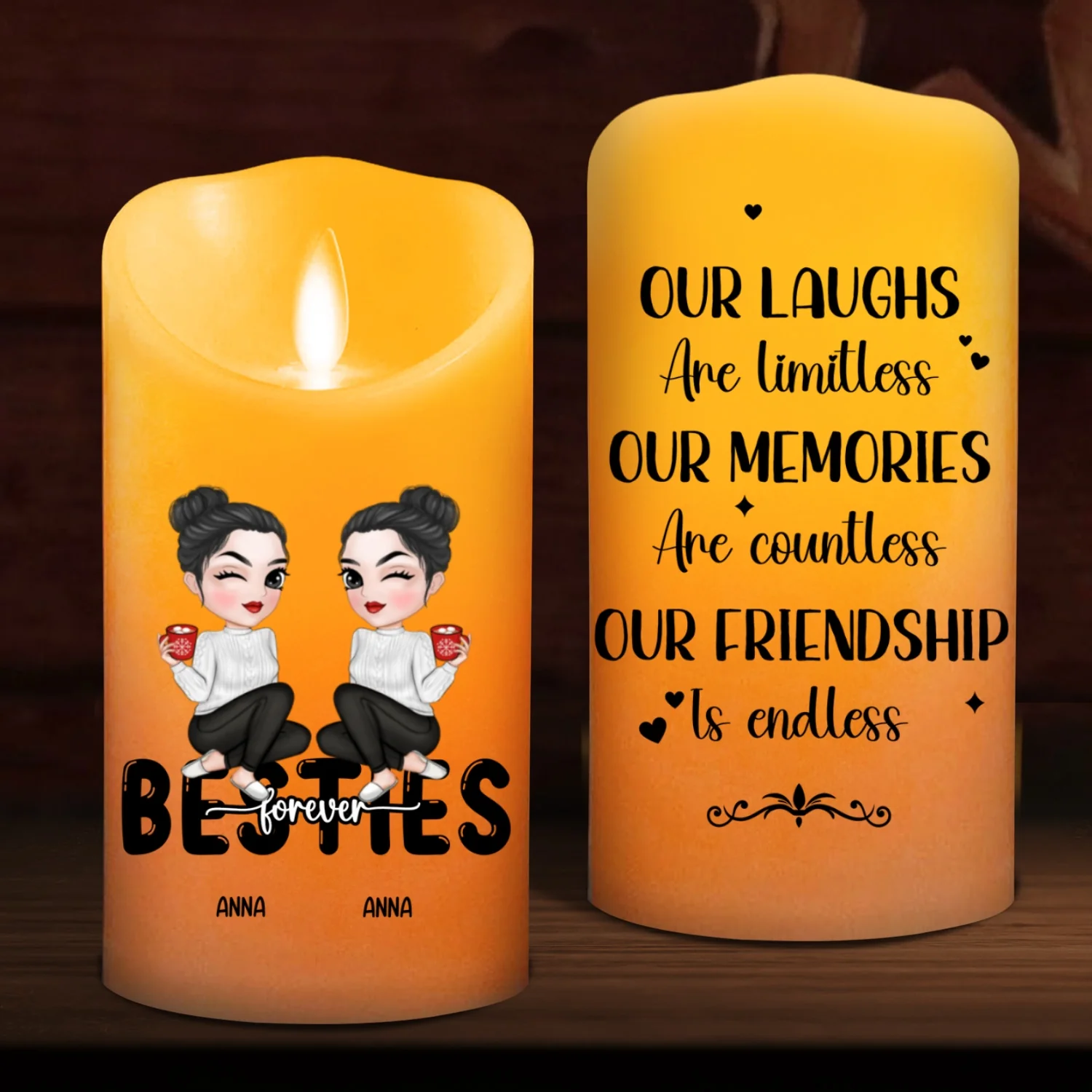Friendship Is Endless - Personalized Custom LED Candle - Image 6