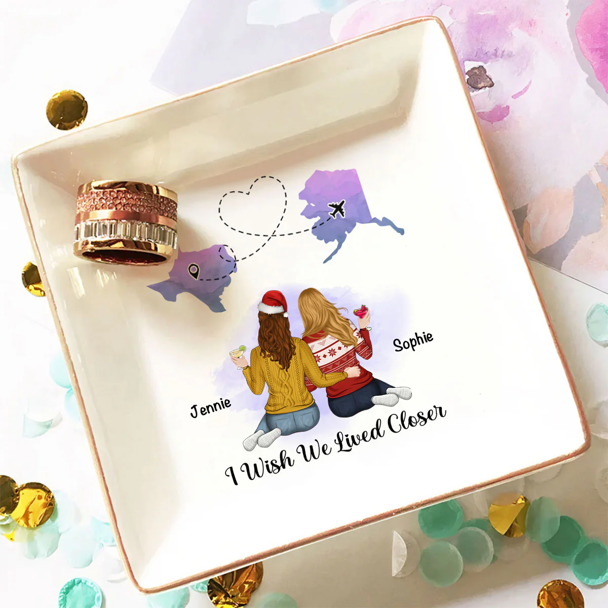Friendship Knows No Distance - Personalized Jewelry Dish - Image 2