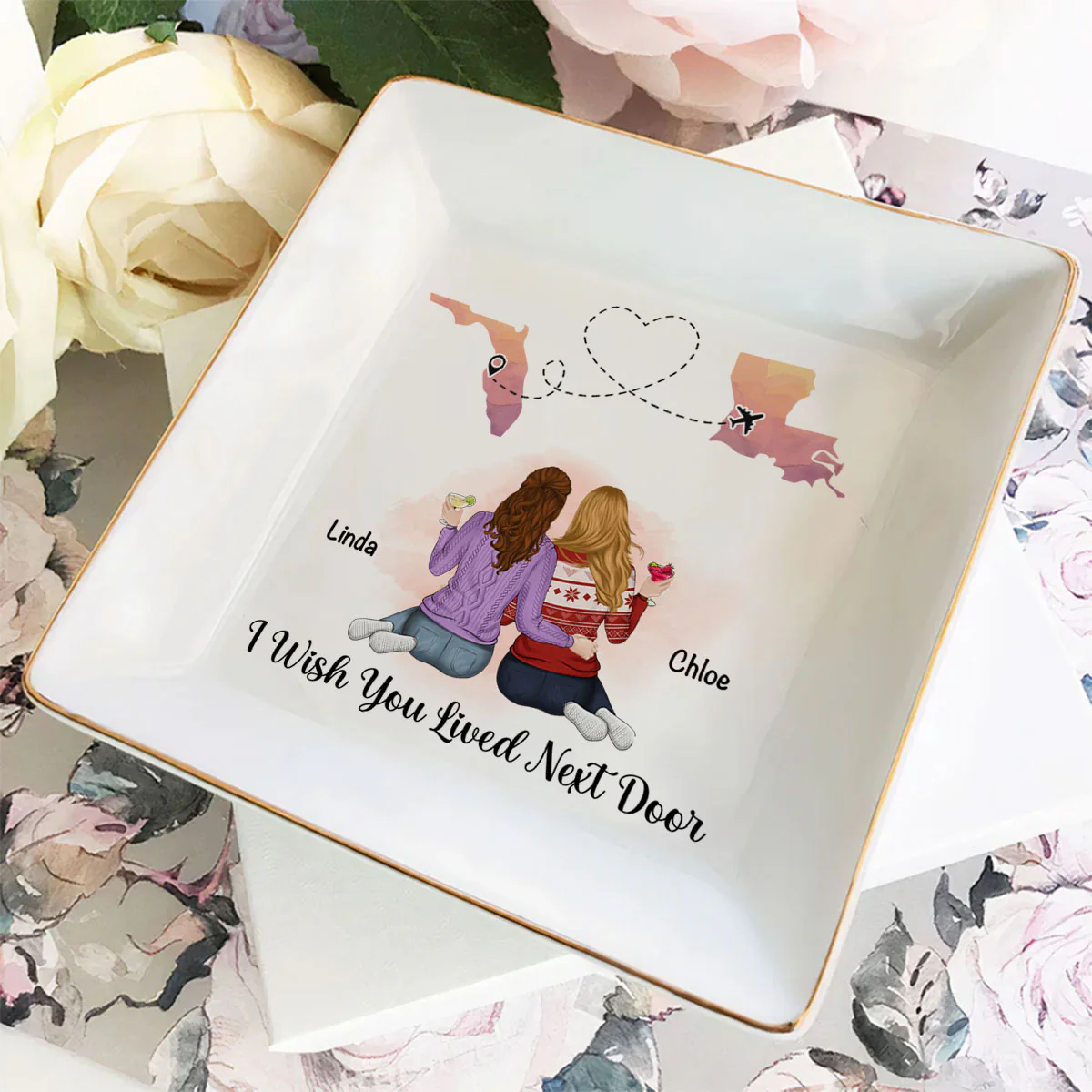 Friendship Knows No Distance - Personalized Jewelry Dish - Image 3