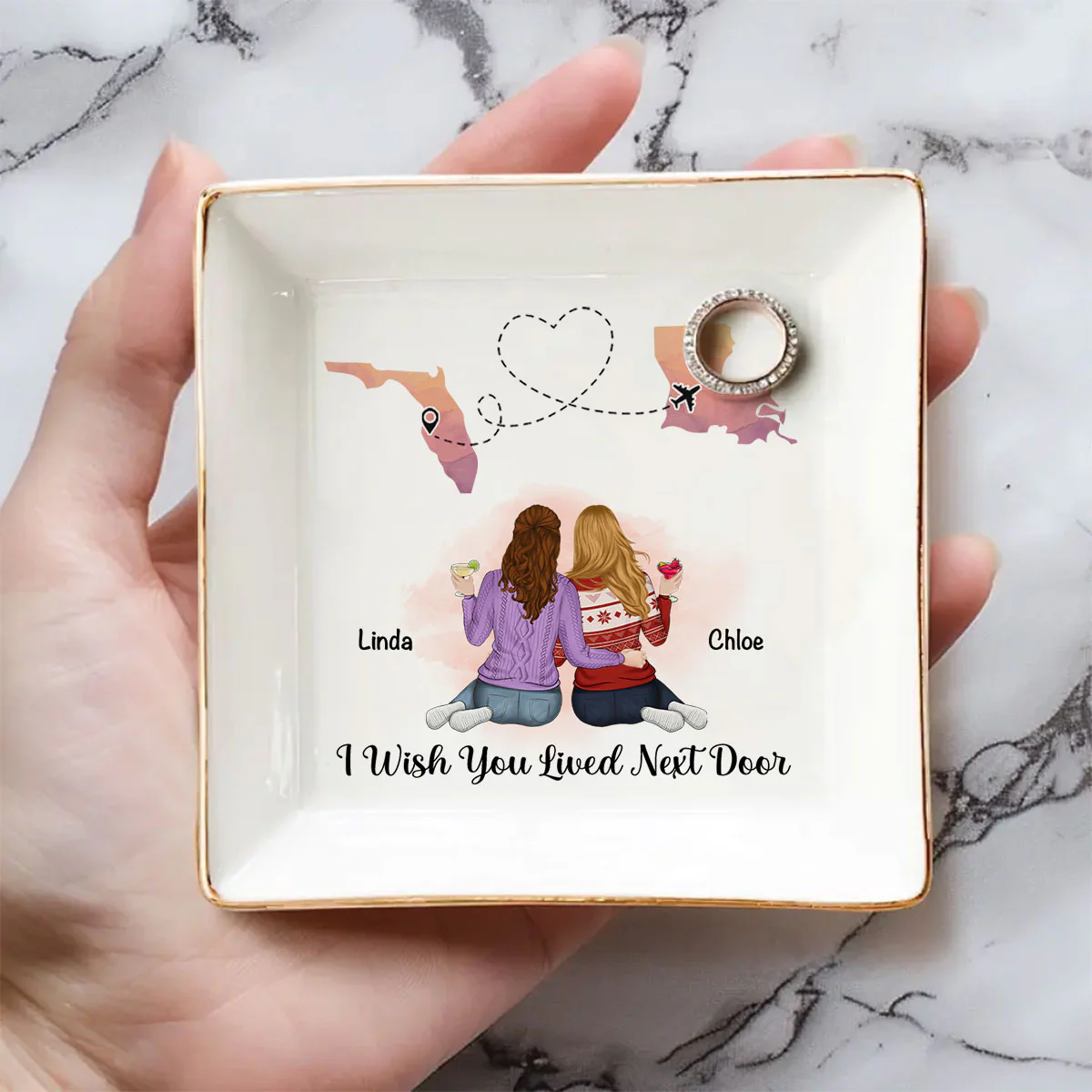 Friendship Knows No Distance - Personalized Jewelry Dish - Image 4