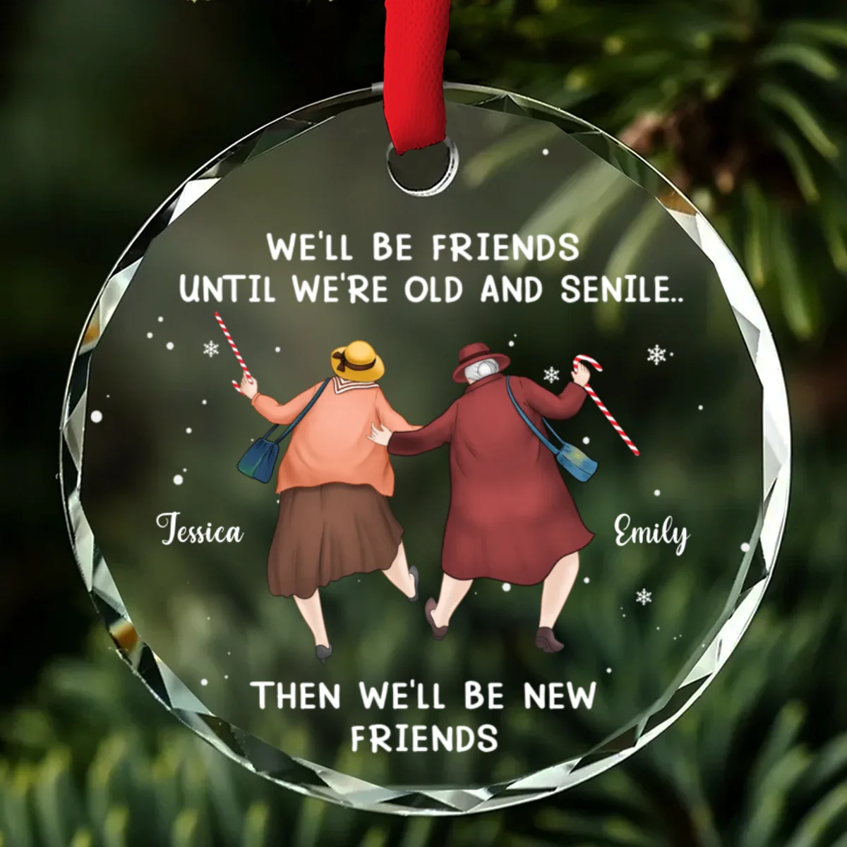 Friendship Never Gets Too Old - Personalized Custom Glass Ornament - Image 6