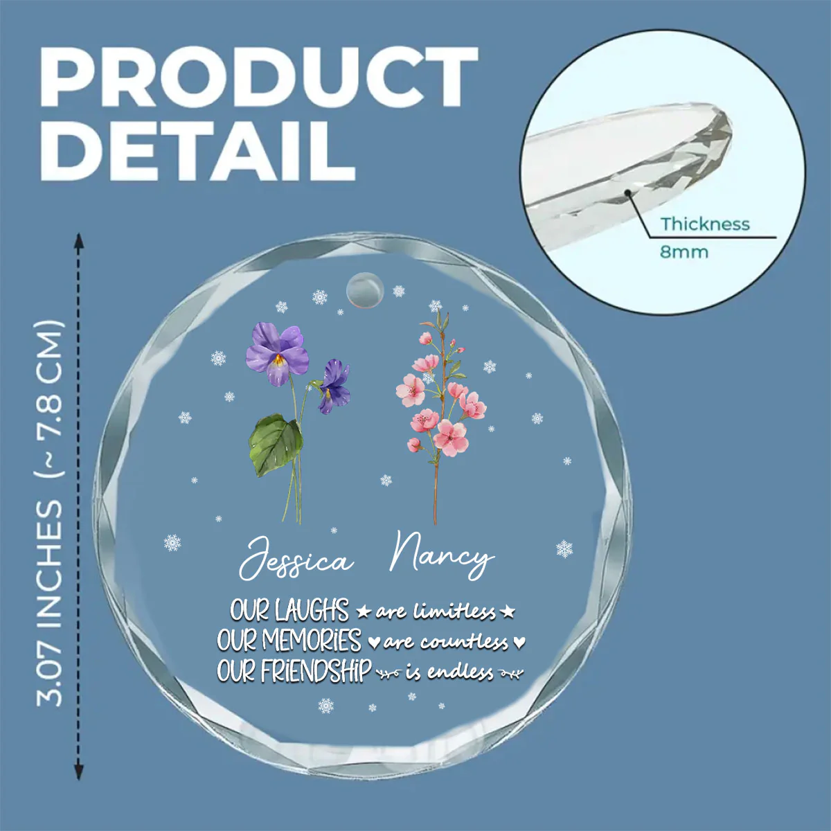 Friendship - Personalized Custom Glass Ornament - Image 5