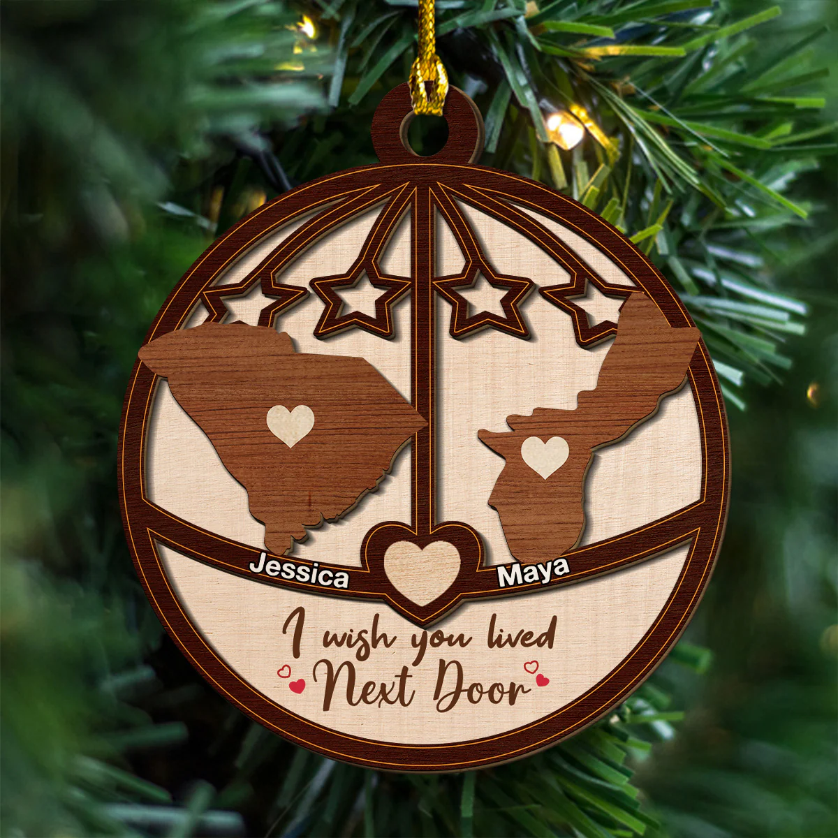 Friendship Without Limits - Personalized Custom 2-Layered Wood Ornament - Image 2