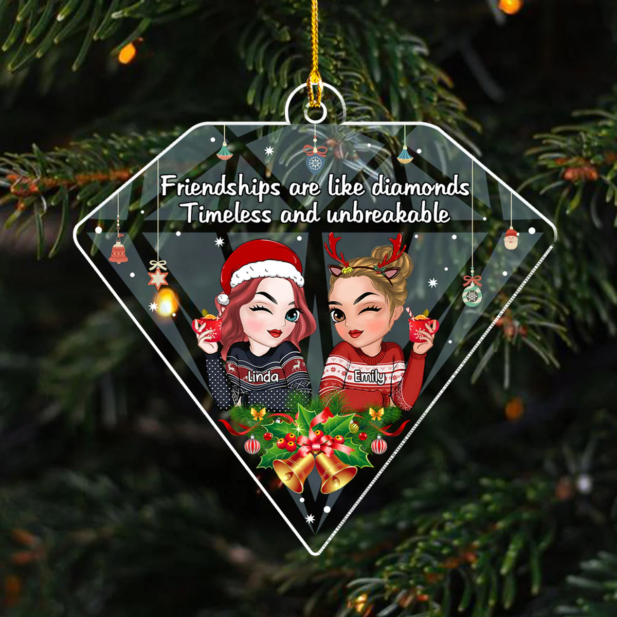 Friendships Are Like Diamonds - Personalized Custom Acrylic Ornament - Image 4