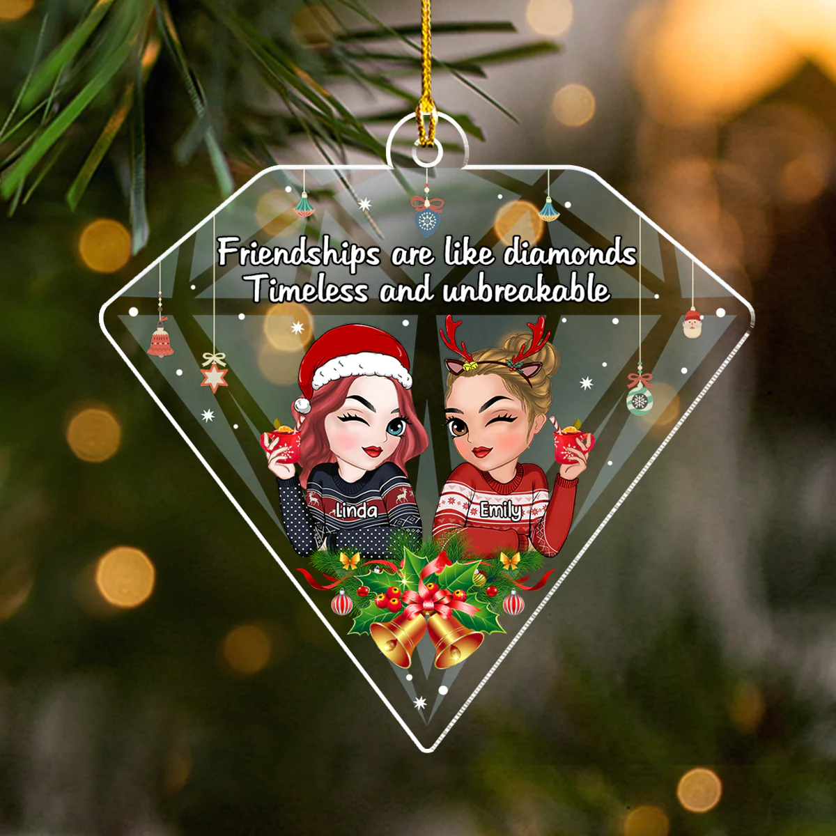 Friendships Are Like Diamonds - Personalized Custom Acrylic Ornament - Image 5