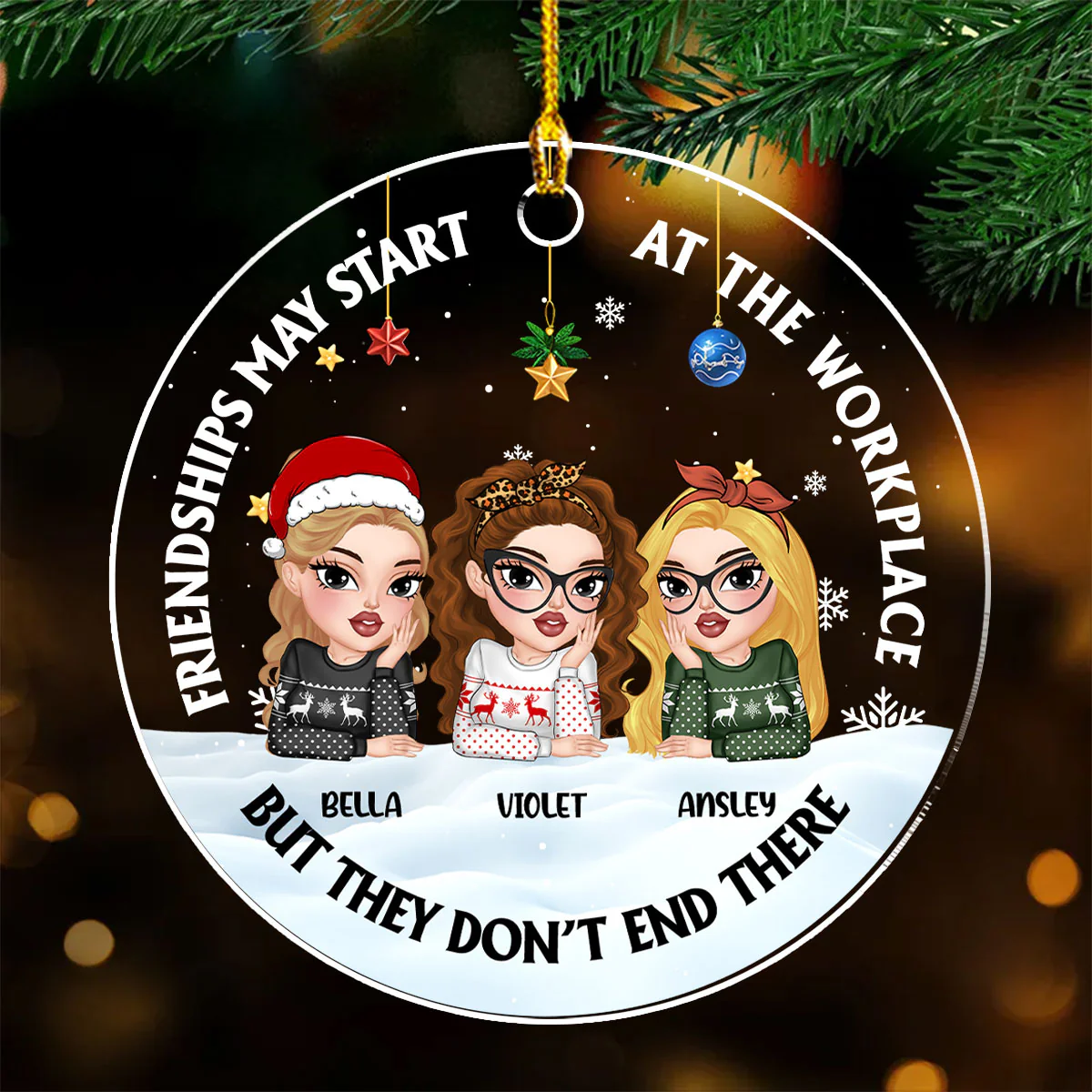 Friendships May Start At The Workplace - Personalized Custom Acrylic Ornament - Image 2