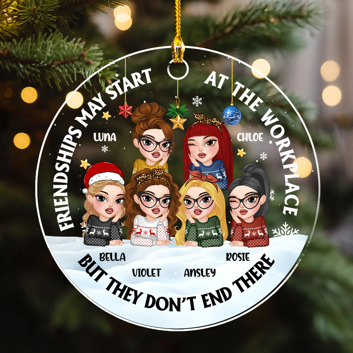 Friendships May Start At The Workplace - Personalized Custom Acrylic Ornament - Image 5