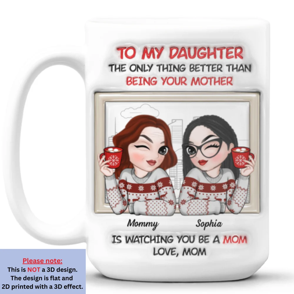 From Daughter To Amazing Mom - Personalized Custom 3D Inflated Effect Mug - Image 8