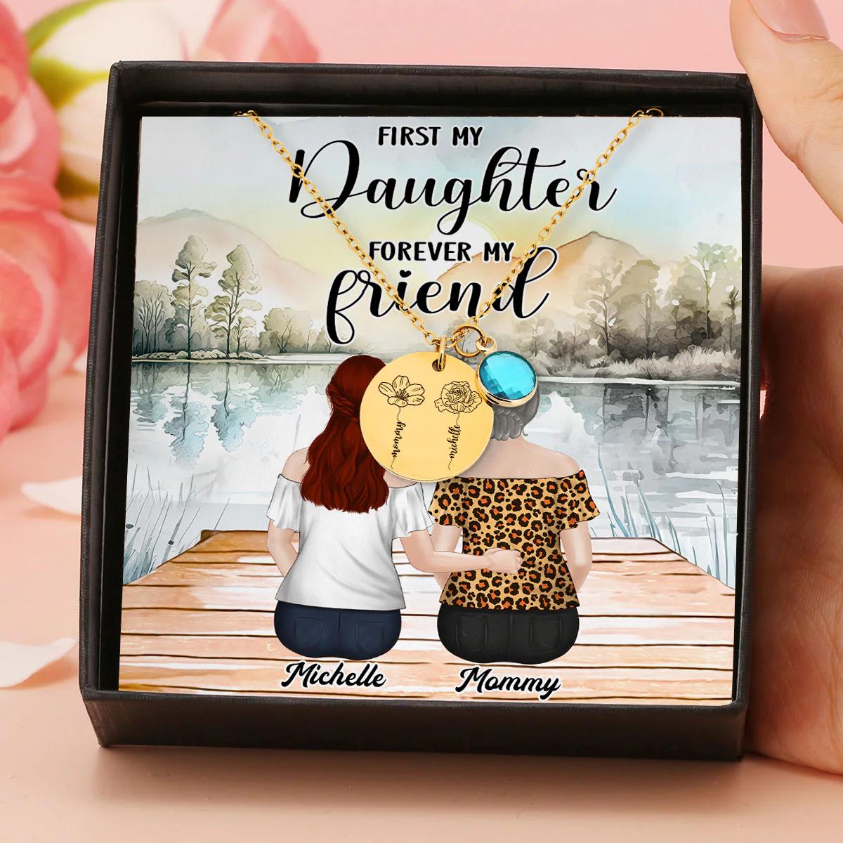 From Daughter To Forever Friend - Personalized Custom Birthstone Necklace With Message Card - Image 2